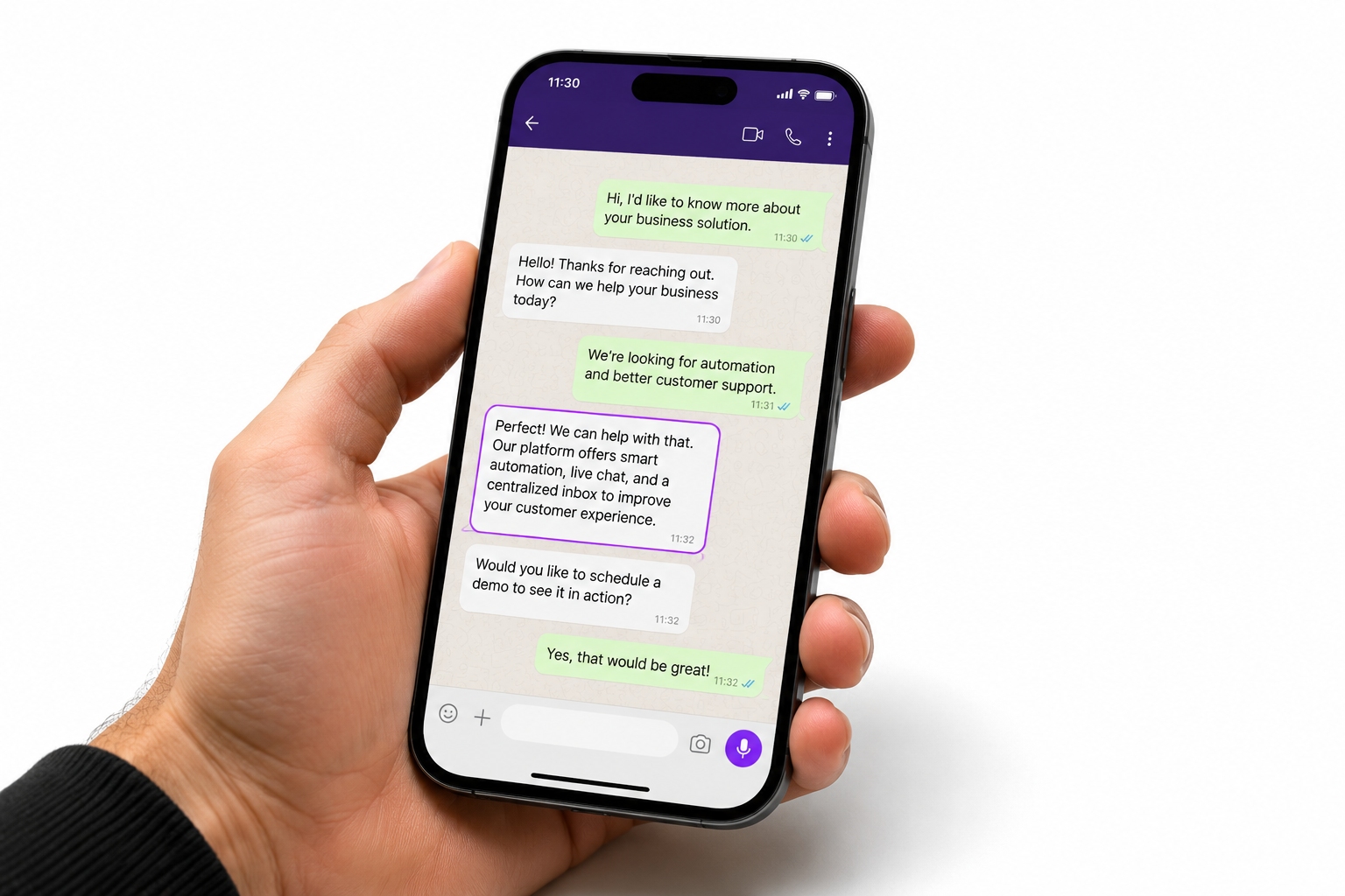 Tela de WhatsApp com critérios de comparação, prova e vendas recuperadas