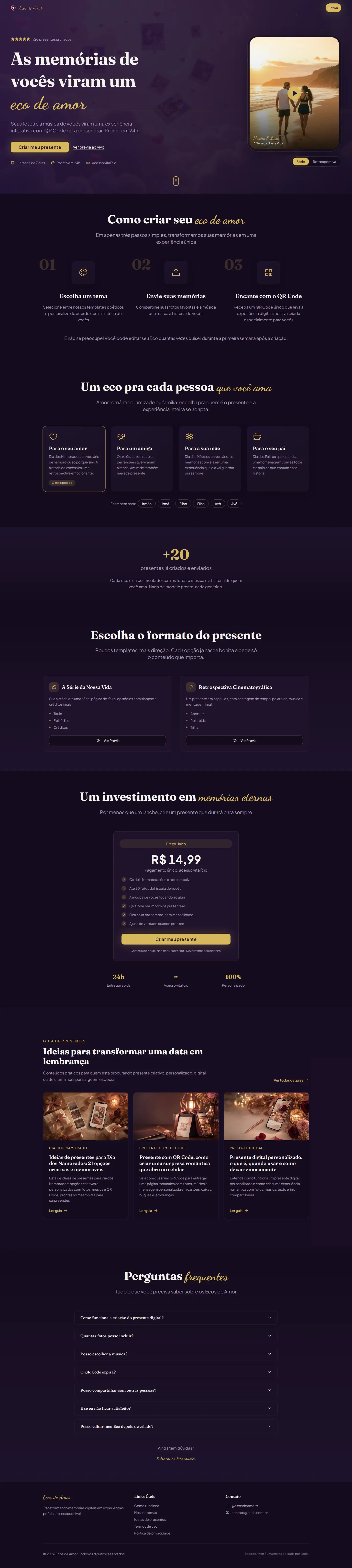 Site atual de Ecos de Amor