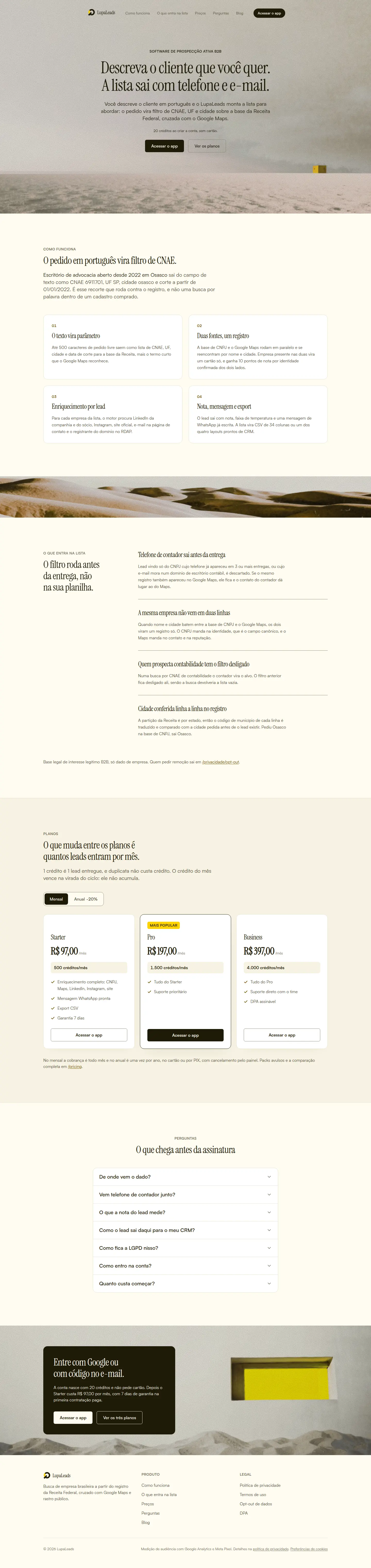 Preview do site LupaLeads